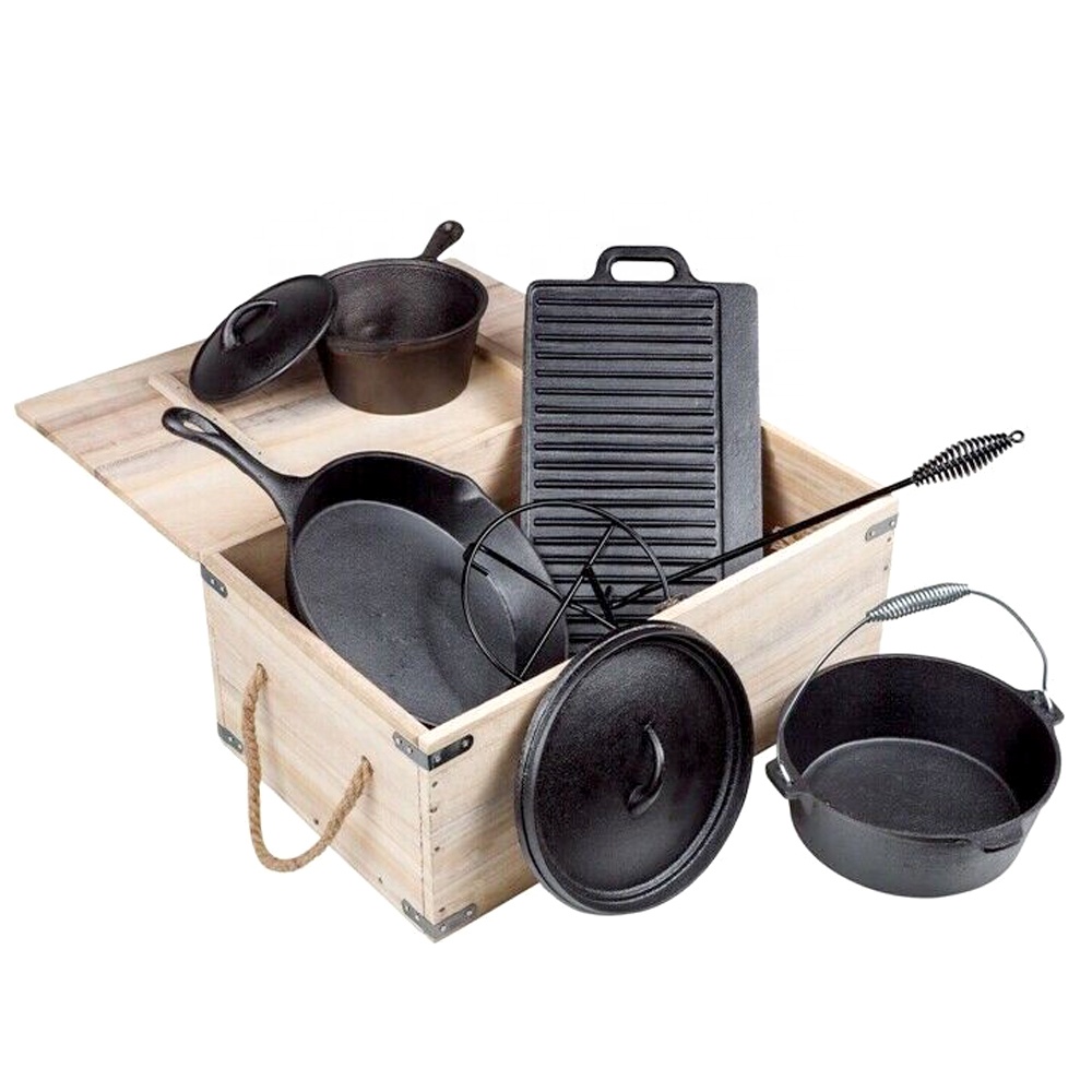 Camping Cooking Dutch Oven - Voorgekruide BBQ Heavy Duty Outdoor Camping