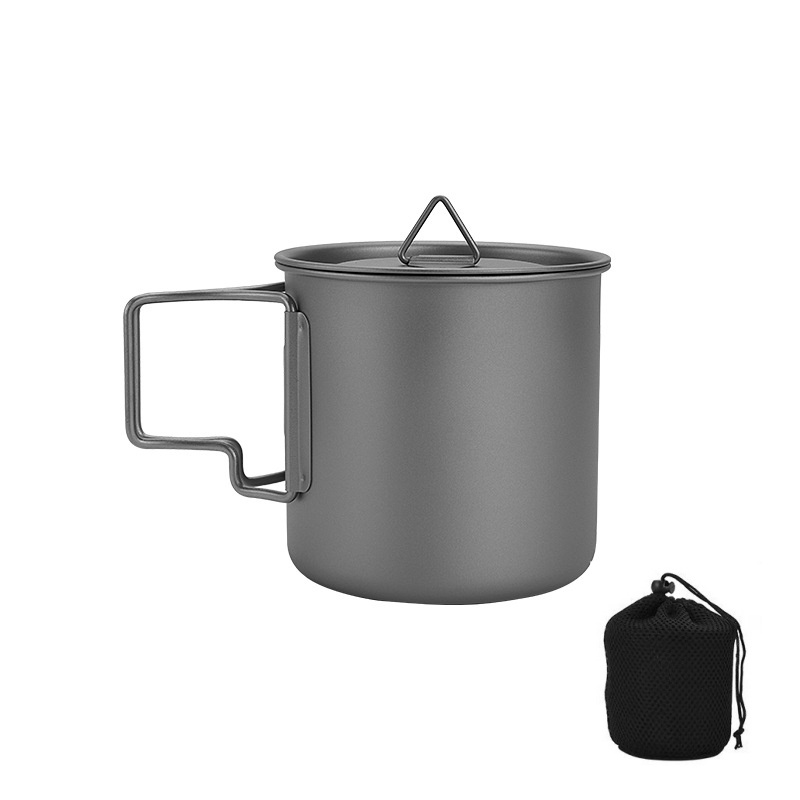 Camping Cooking Handle - Titanium kampeermok met inklapbaar handvat, lichtgewicht,