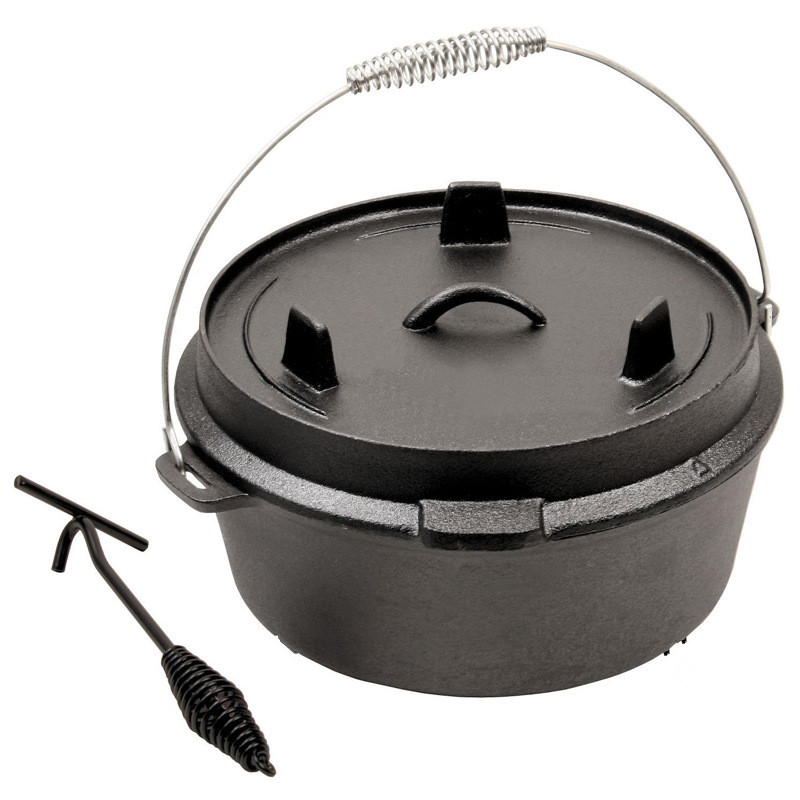 Camping Cooking Dutch Oven - 25Cm Kamp Nederlandse Oven Voorgekruid Gietijzeren
