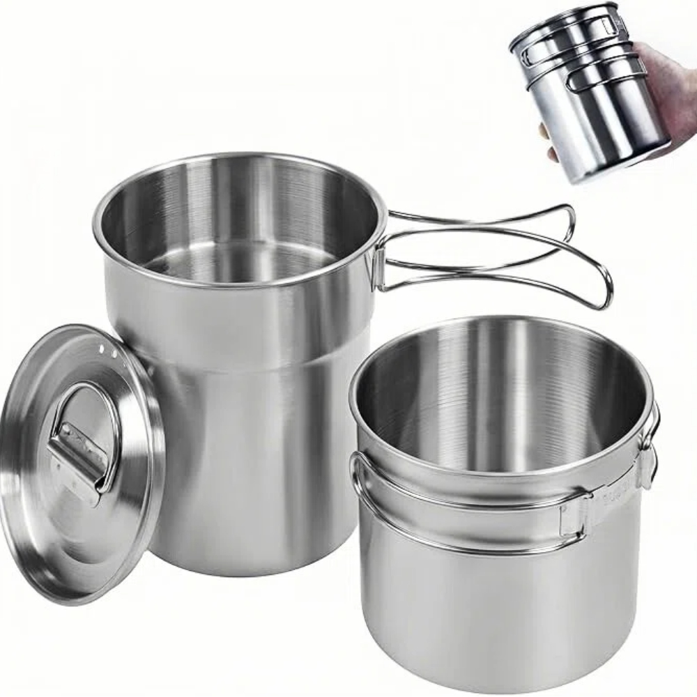 Camping Cooking Tin - Opvouwbare campingbekers, campingpotten, kookgerei, 304-voedselveilige outdoor