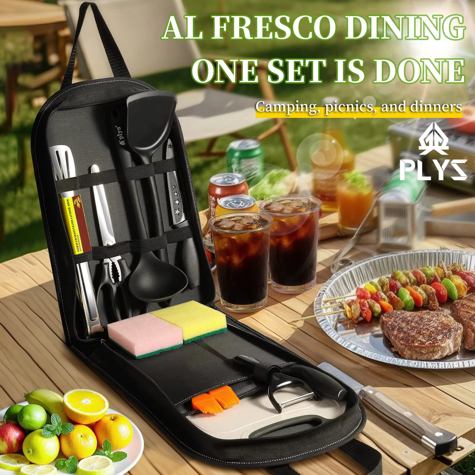 Quechua Camping Cooking Set - Draagbare outdoor gebruiksvoorwerpen set van 10-delig