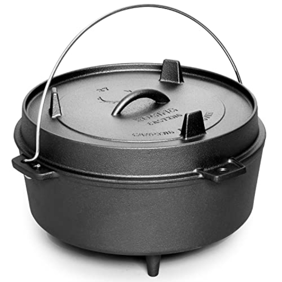 Camping Cooking Dutch Oven - Voorgekruide gietijzeren Dutch oven met deksel,