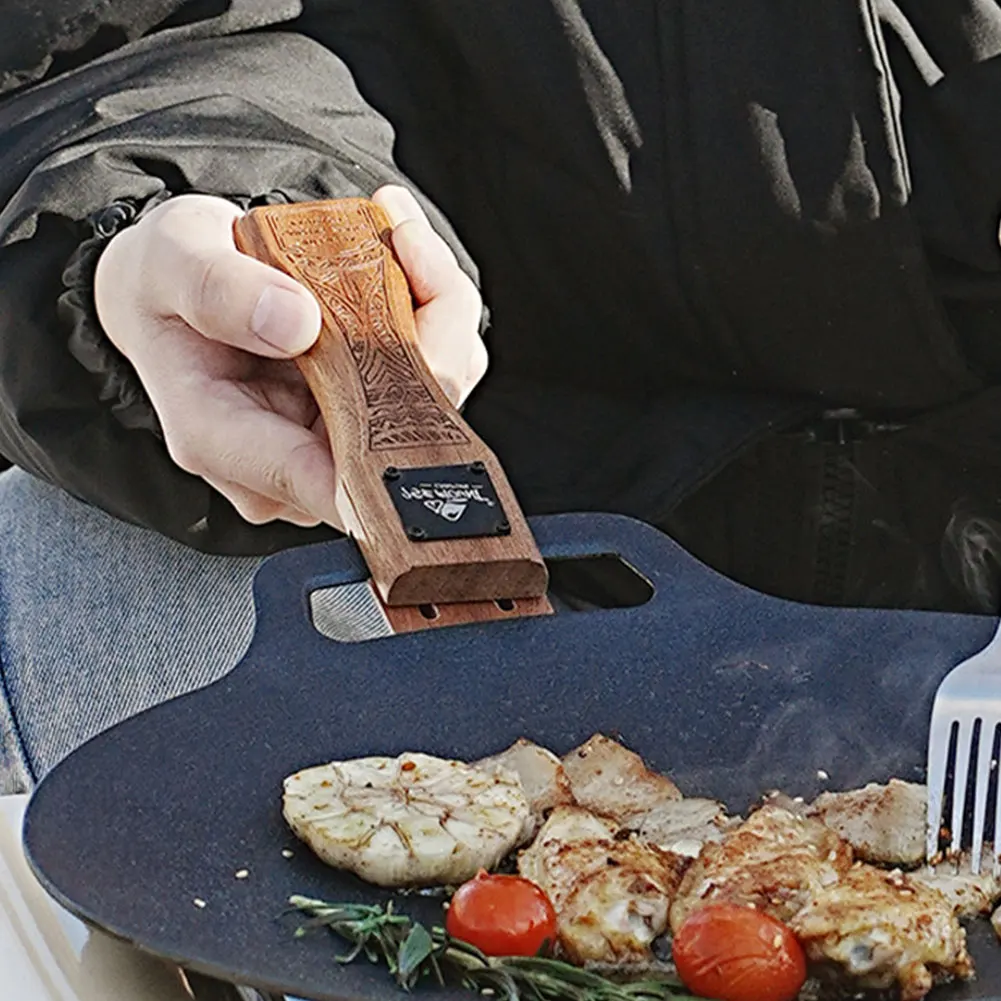Camping Cooking Handle - Outdoor Grillpan van Natuurlijk Hout met