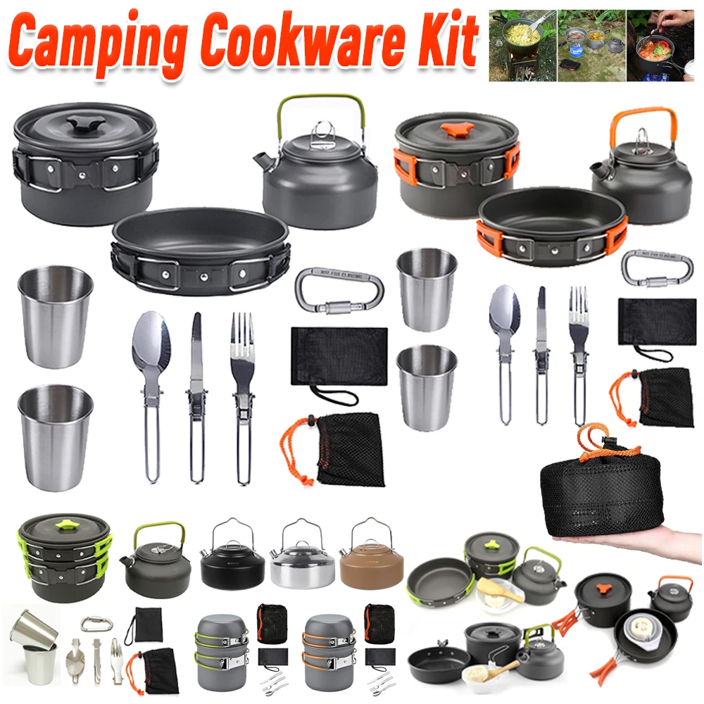 Camping Cooking Kit - Campingkookgerei Set Ketel Pot Pan Kookset