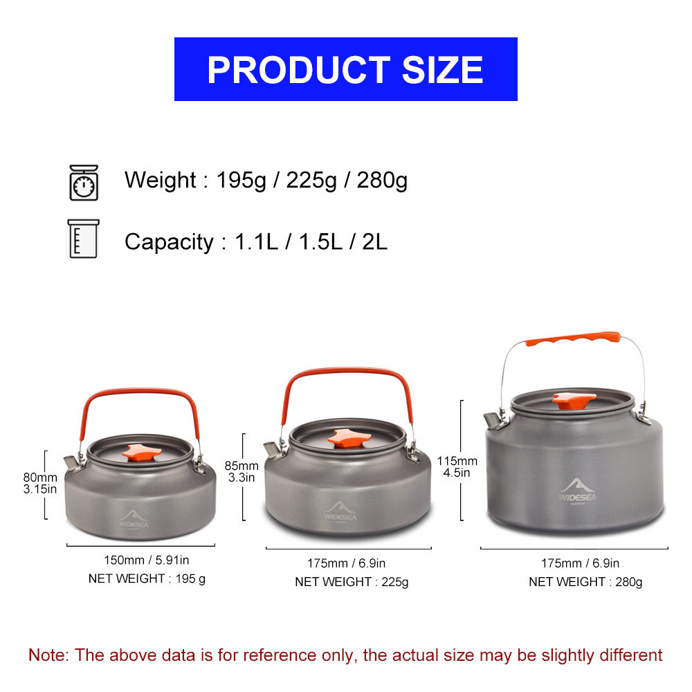 Widesea 1.1L 2L1.5L Camping Wa - Camping Cooking Kit recensie en prijs