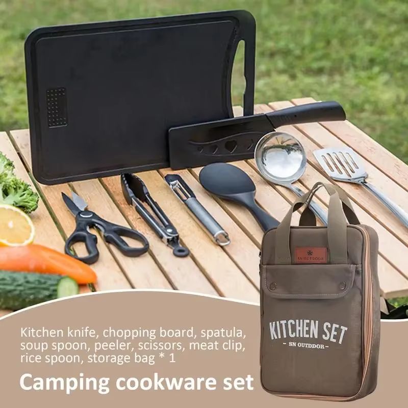 8-delige campingkeukenset met  - Camping Cooking Utensils Storage recensie en prijs