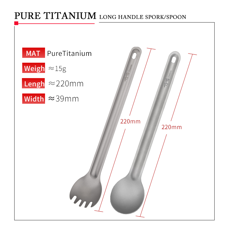 TiTo Titanium Spork Lepel Lang - Camping Cooking Handle recensie en prijs