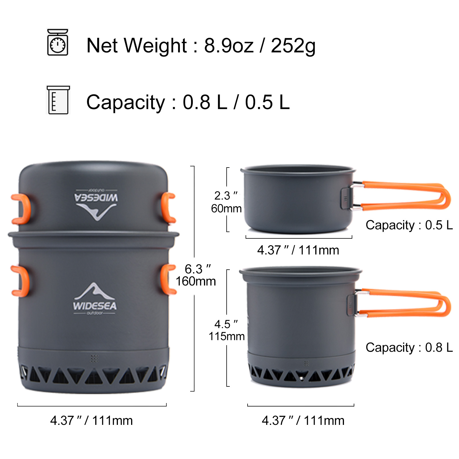 Widesea Camping 1.3L 2.3L Kook - Quechua Camping Cooking Set recensie en prijs