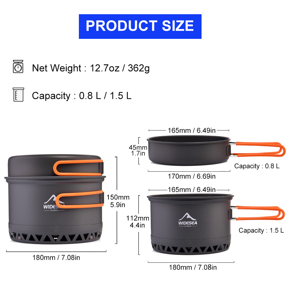 Widesea Camping 1.3L 2.3L Kook - Quechua Camping Cooking Set recensie en prijs