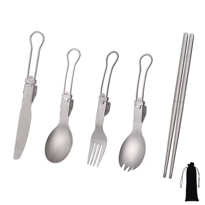 Titanium opvouwbare bestekset  - Camping Cooking And Eating recensie en prijs