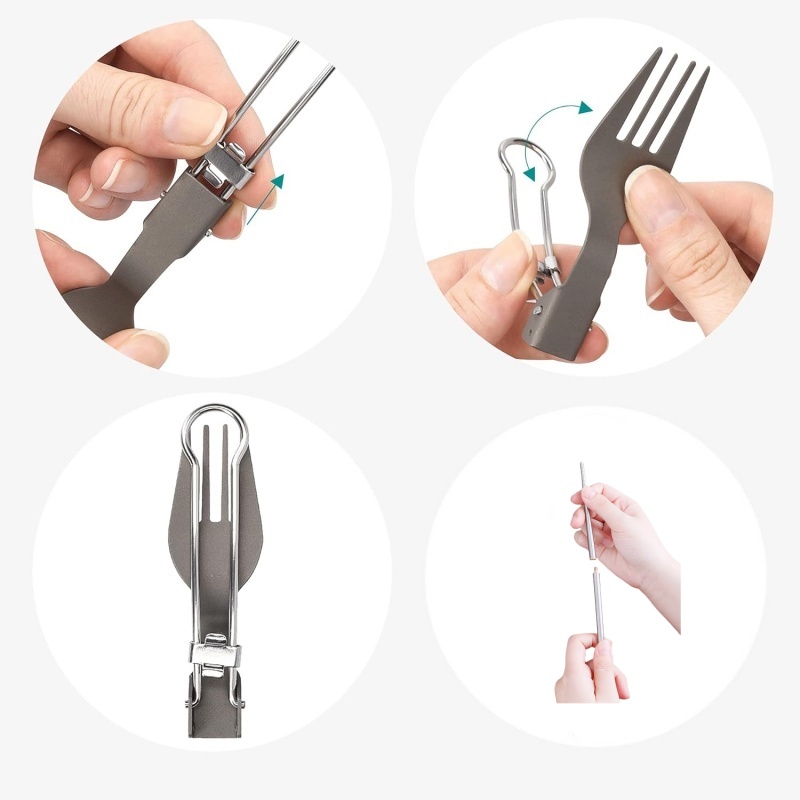 Titanium opvouwbare bestekset  - Camping Cooking And Eating recensie en prijs