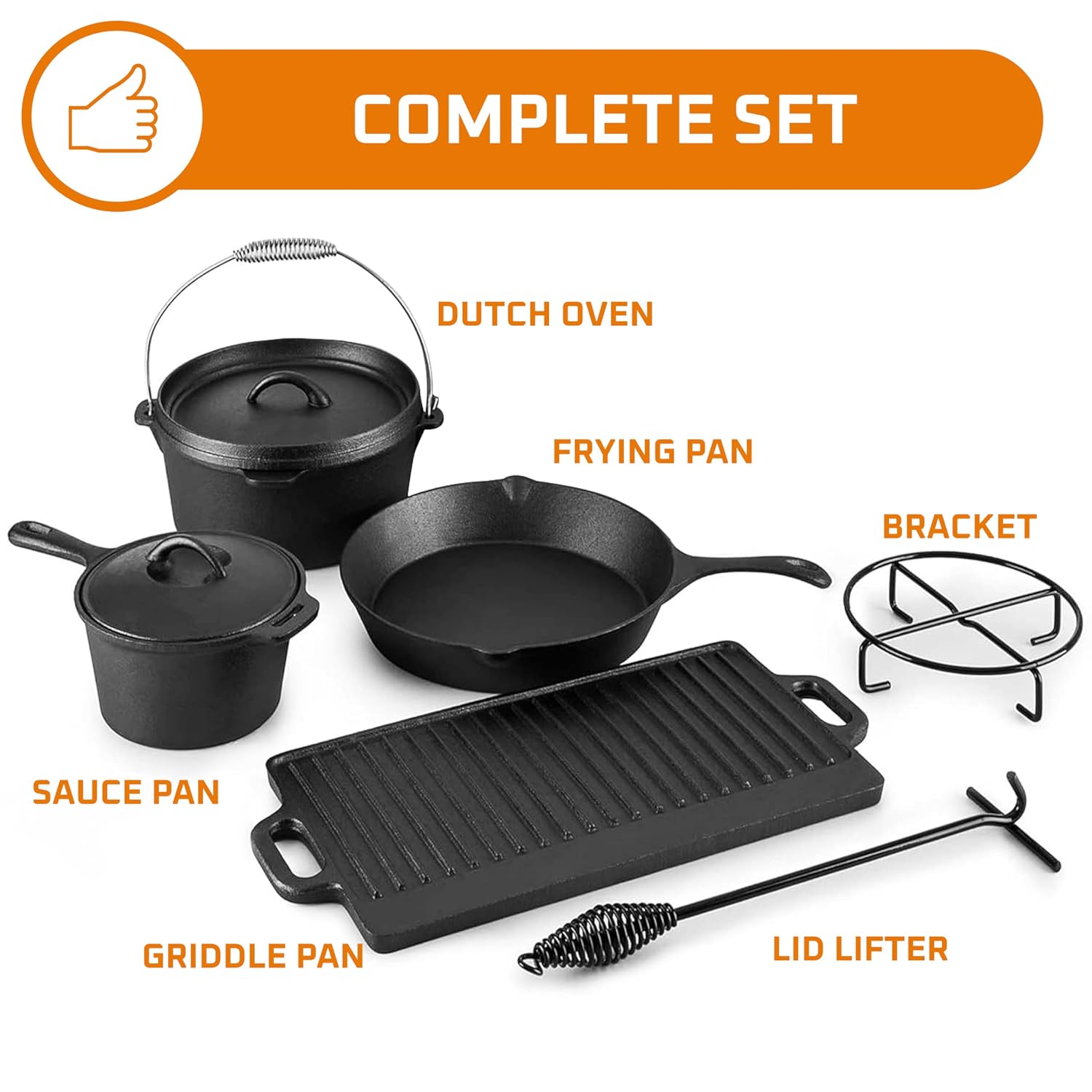 Camping kookset van 7 delen. V - Camping Cooking Dutch Oven recensie en prijs