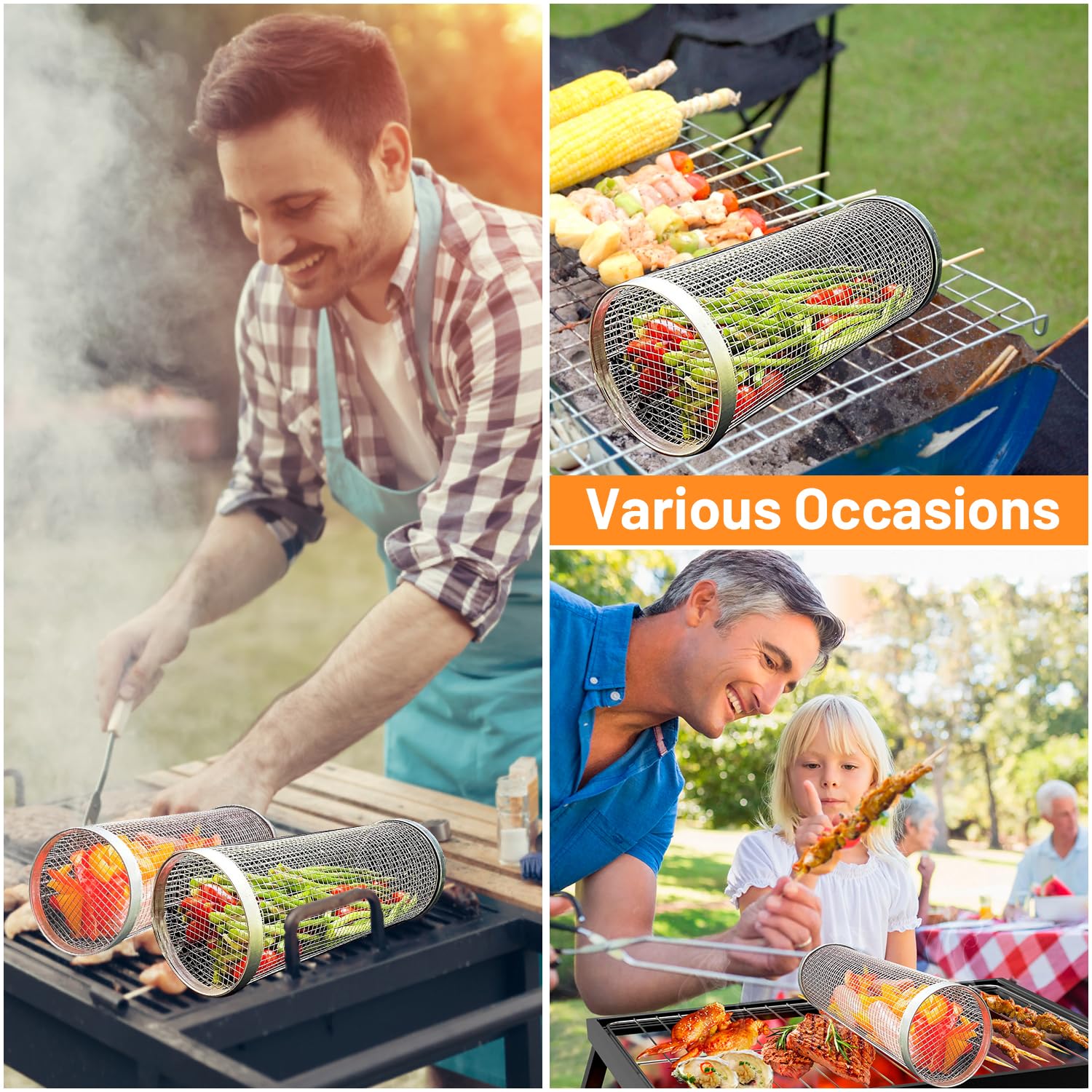 2-delige rollende grillmanden  - Camping Cooking Utensils Storage recensie en prijs