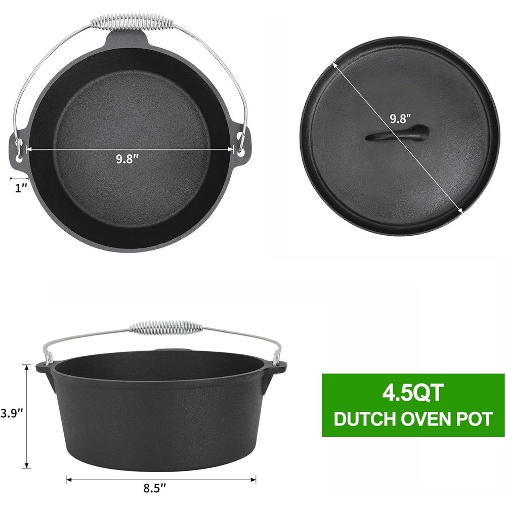 8-delige voorgekruide gietijze - Camping Cooking Dutch Oven recensie en prijs
