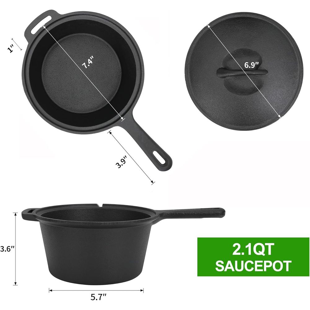8-delige voorgekruide gietijze - Camping Cooking Dutch Oven recensie en prijs