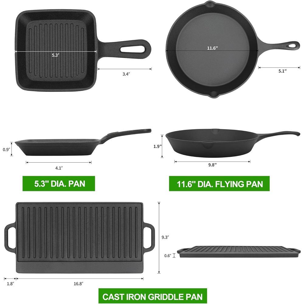 8-delige voorgekruide gietijze - Camping Cooking Dutch Oven recensie en prijs